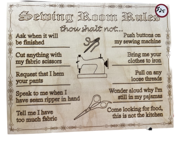 Sewing Room Rules