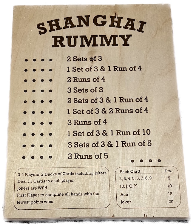 Shanghai Rummy Board